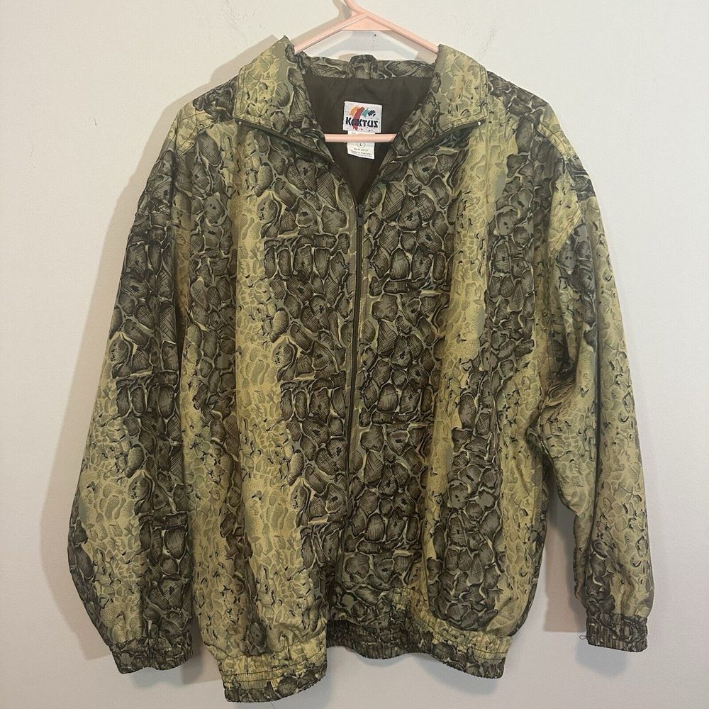 Vintage 90s Kaktus Jacket Women's Size Large Art-to-Wear Full Zip Track L Olive
